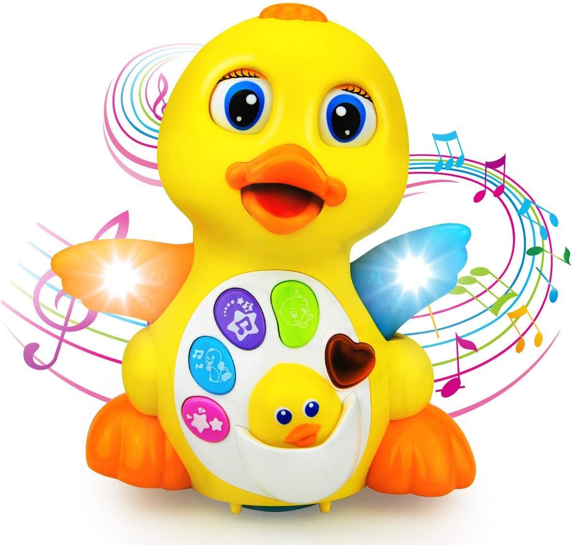 Liberty ImportsLight Up Dancing Walking Yellow Duck Baby Toy with Music and LED for Infants, Toddler Interactive Learning Development, School Classroom Prize and Children