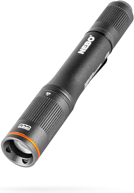 NEBO Columbo 100 Pen-Sized Flashlight | Black LED Inspection/Work Light | AAA Battery Powered with with 4X Adjustable Zoom, NEB-POC-0006-G