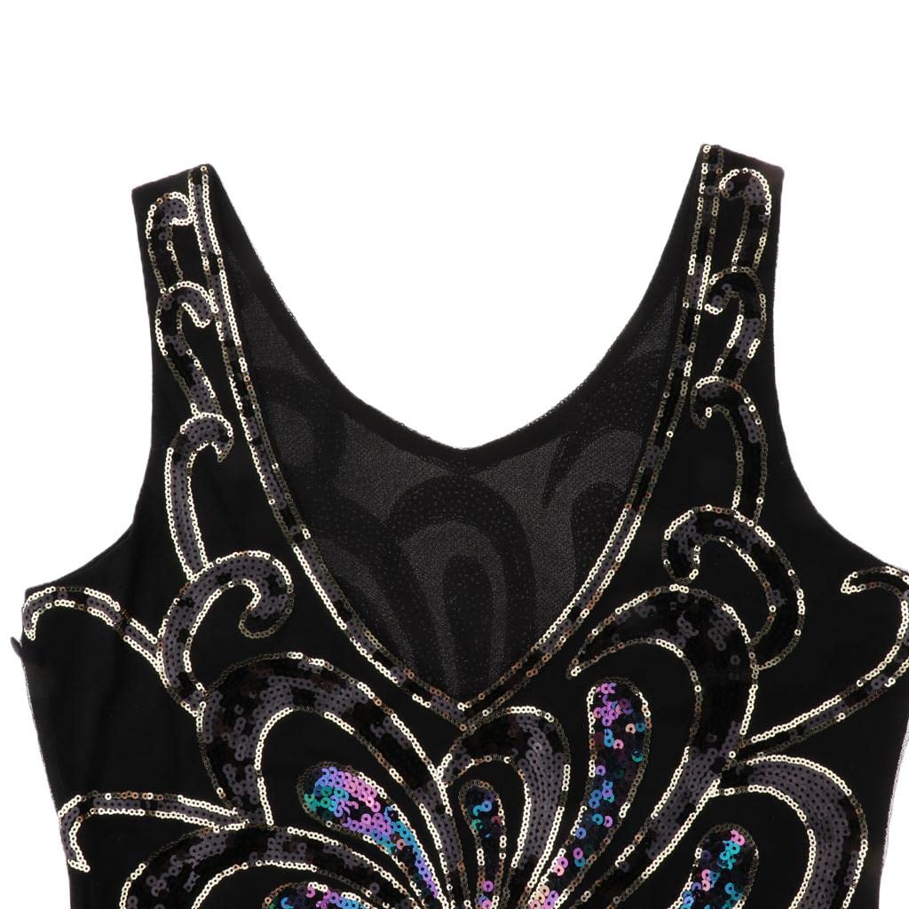 Tanzkleid Pailletten Mesh Ballettkleid Neckholder Kleid Damen Tanzrock mit Glitzerkragen Figurbetonte Passform Polyester für Tanzkurs Gymnasti