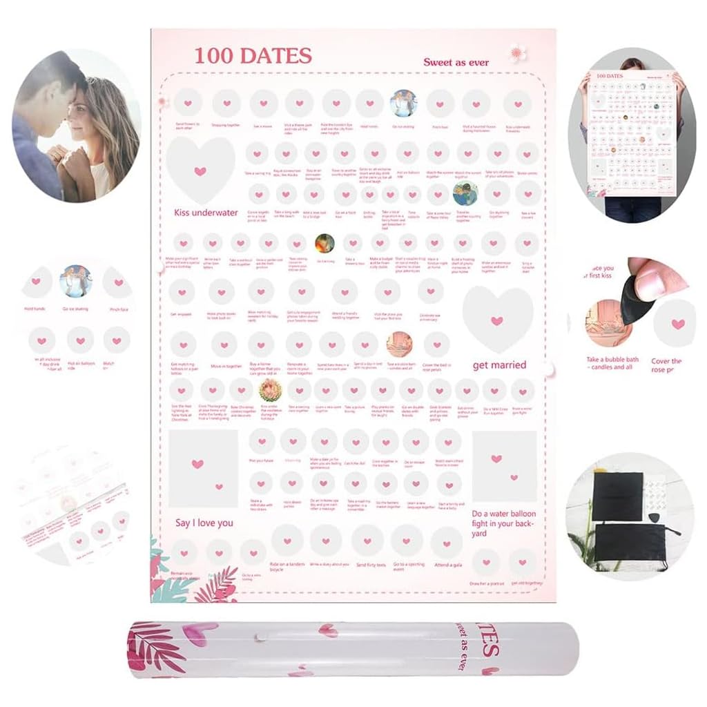 Me Time Joy 100 Date Ideas Scratch Off Poster - Couples Adventure Challenge Bucket List