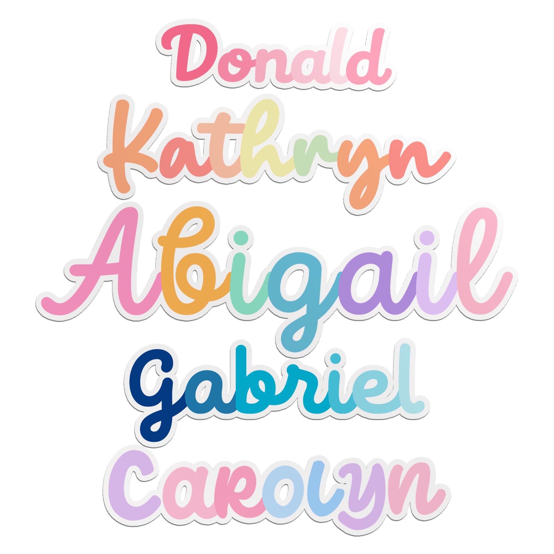 Custom Rainbow Name Sticker Personalized Cute Colorful Pastel Name Vinyl Decal for Water Bottles, Tumblers, Laptops, Kindle - Perfect for Kids, Girl,