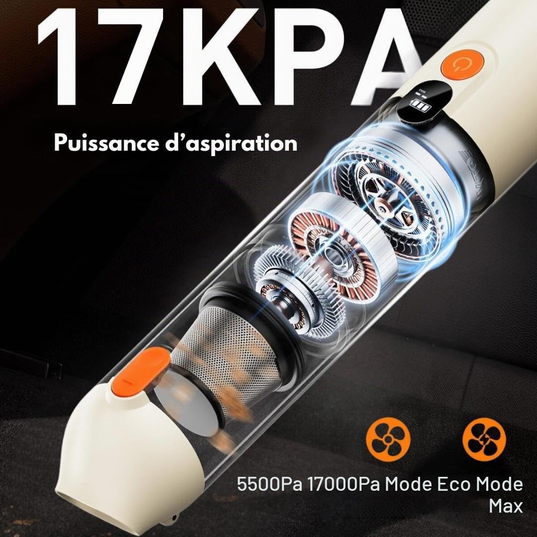 TINALO Aspirateur de Table sans Fil 17000PA 4 en 1- Aspirateur Voiture Puissant et Aspirateur à Main Rechargeable | Mini Aspirateur Portable pour Maison, Bureau, Cuisine, Souffleur PC et Voiture