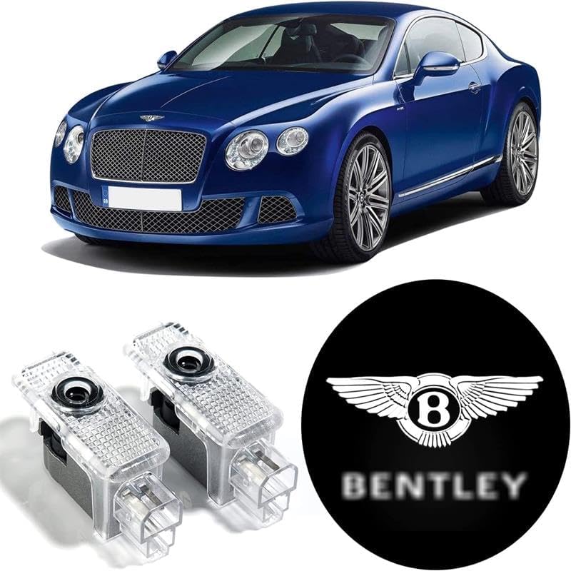 Never Fade HD LED Door Light Logo Projector Compatible with Flying Spur/Bentayga/Continental GT/Mulsanne/Arnage Series Accessories, 2 Pcs 3D LED Ghost Shadow Laser Car Courtesy Step Light