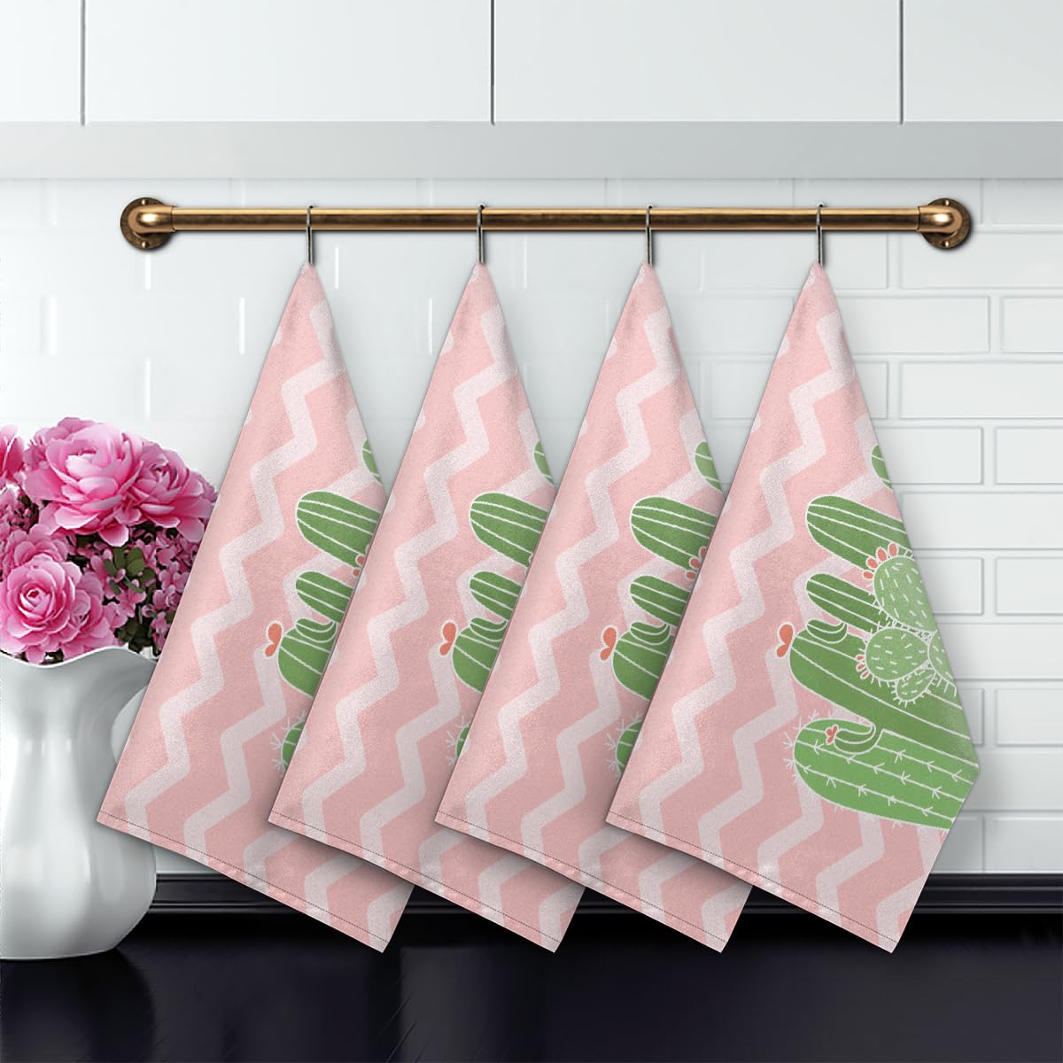 DII Lot De 2 Torchons De Cuisine 100 % Coton Motif Cactus 45,7 X 71,1 Cm