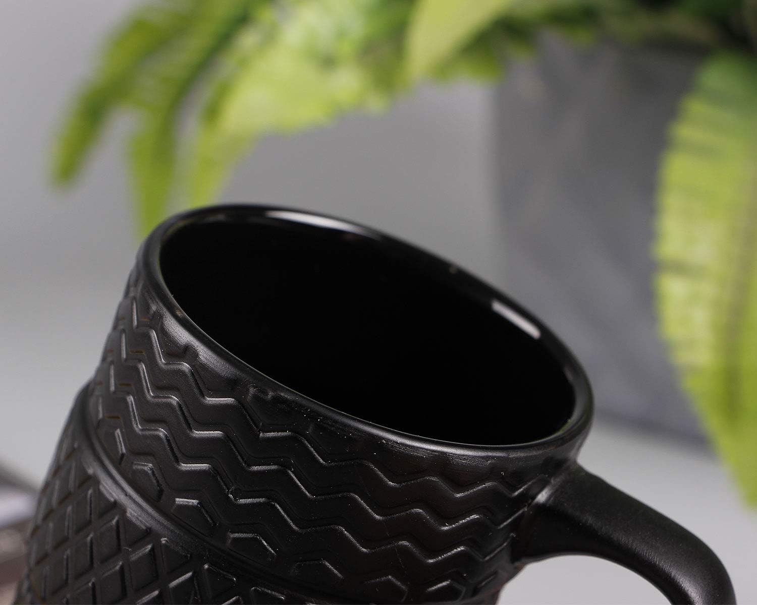 VanEnjoy 3D Cool Black Tyre Tire Shaped Frosted Ceramic Mug Large Coffee Tea Cup Unique Gifts Car Fans 14 oz(400ml) - Image 3
