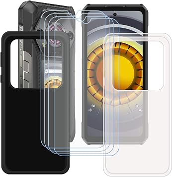 2 Pack Black + Translucent Silicone Cover for Ulefone Armor 30 6.95" + 4 Pack HD Tempered Glass