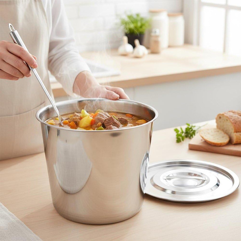 Hermetycznie zamknięte wiadro ze stali nierdzewnej, 6 l, pojemnik do przechowywania płynów z pokrywką, na olej, zupę i jedzenie, kuchnię, catering