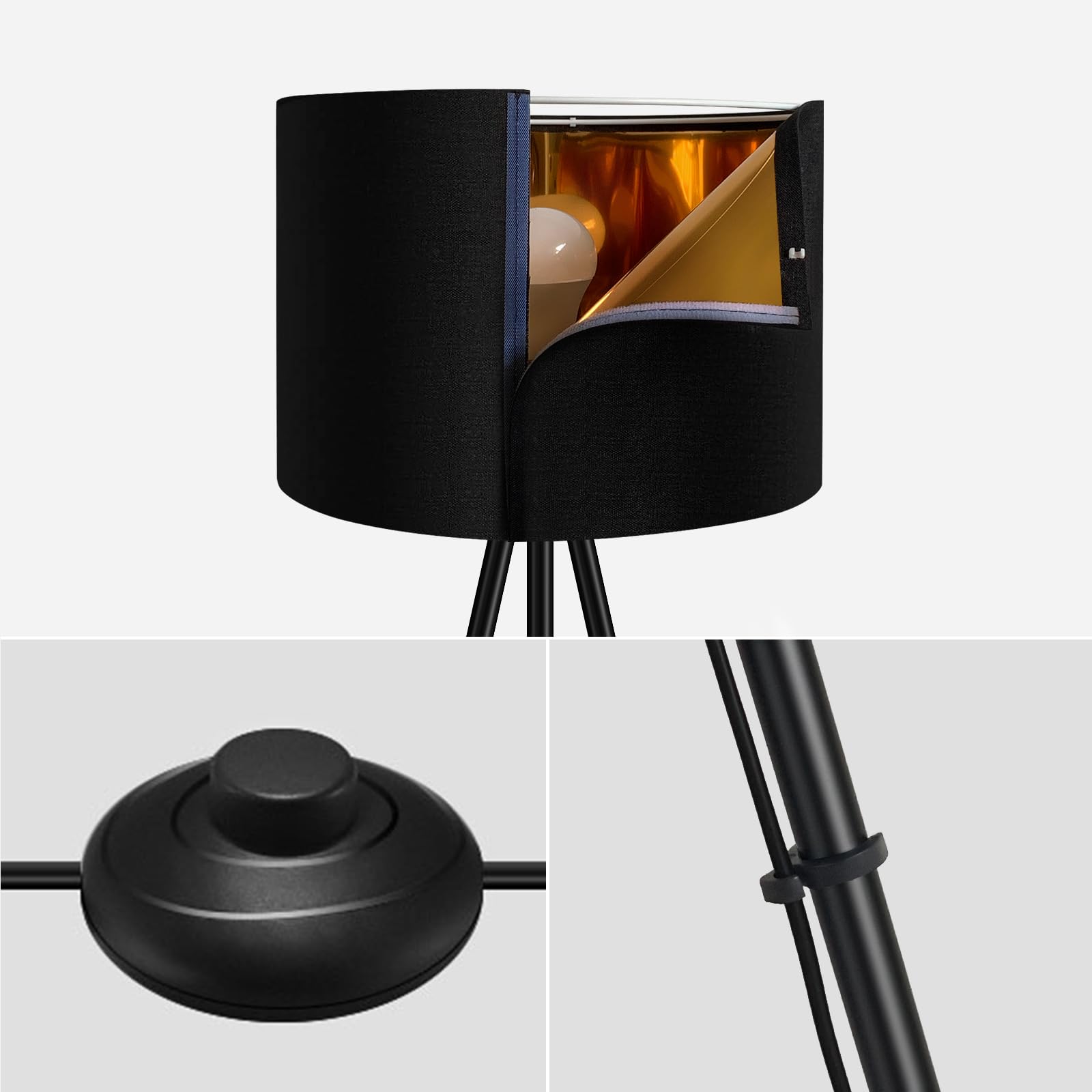 BBHome Stehlampe LED Dimmbar, Stehleuchte Moderne mit Dreibeinstativ aus Metall, Stehlampe Wohnzimmer für Wohnzimmer, Schlafzimmer, Arbeitszimmer, Büro