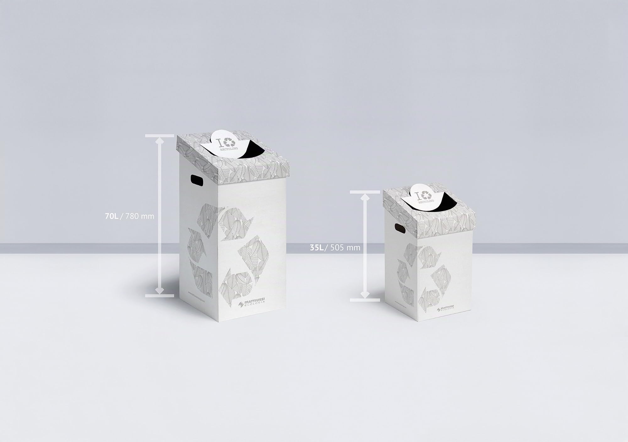 MATTIUSSI CART-ONE 35 litri: contenitore in cartone per la raccolta differenziata (10 pezzi, bianco)