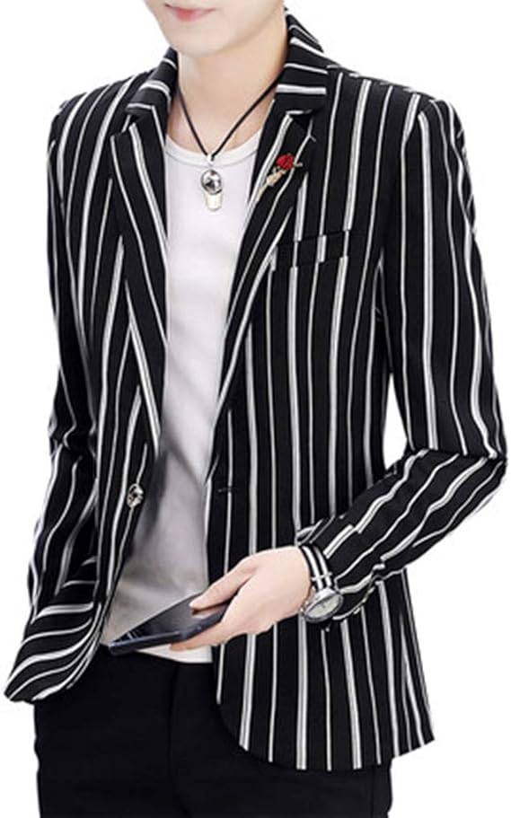 Amazon Co Jp Zuomaメンズ カジュアルスーツ ビジネスジャケット ブレザー ストライプ 日常着用 スプリングコート ファッション ビジネスコート 服 ファッション小物