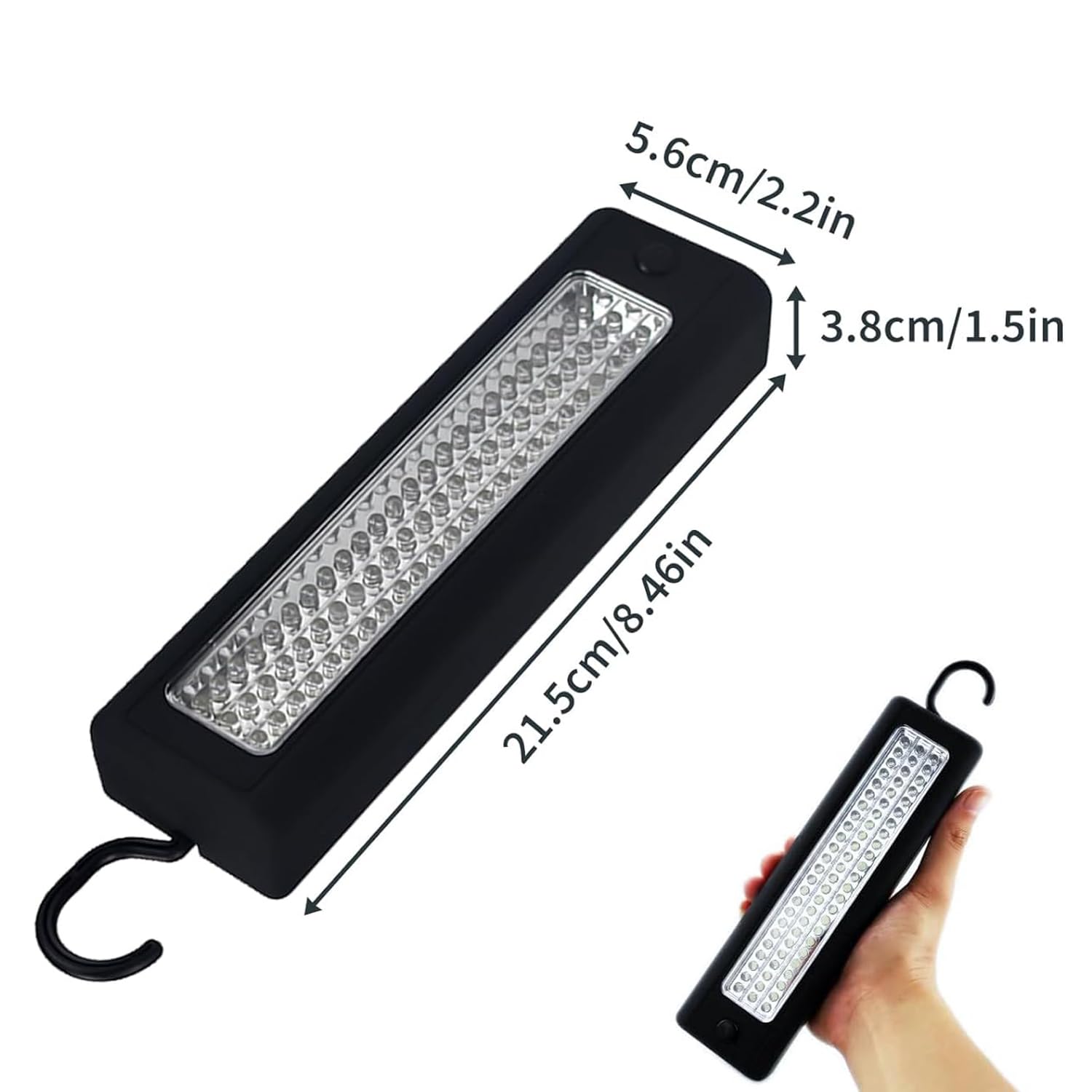 Ultrahelle Arbeitsleuchte,72 LEDs, magnetisch, mit Aufhängehaken, tragbare, batteriebetriebene Inspektionslampe für Camping, Dachboden, Werkstatt und Angeln (4)