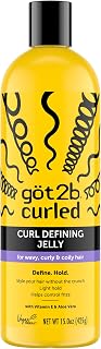 got2b Curled Curl Defining Jelly 15oz: 72H Frizz Control Gel for Wavy, Curly & Coily Hair, Vegan No-Crunch Hold with Vitamin E & Argan Oil