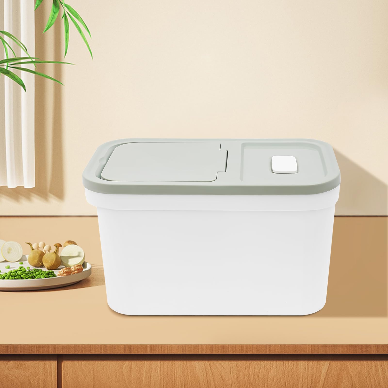 Récipient à riz hermétique - Capacité de 10 kg - Pour aliments - En polypropylène - Grand récipient à riz avec fenêtre de visualisation et verre doseur - Récipient hermétique