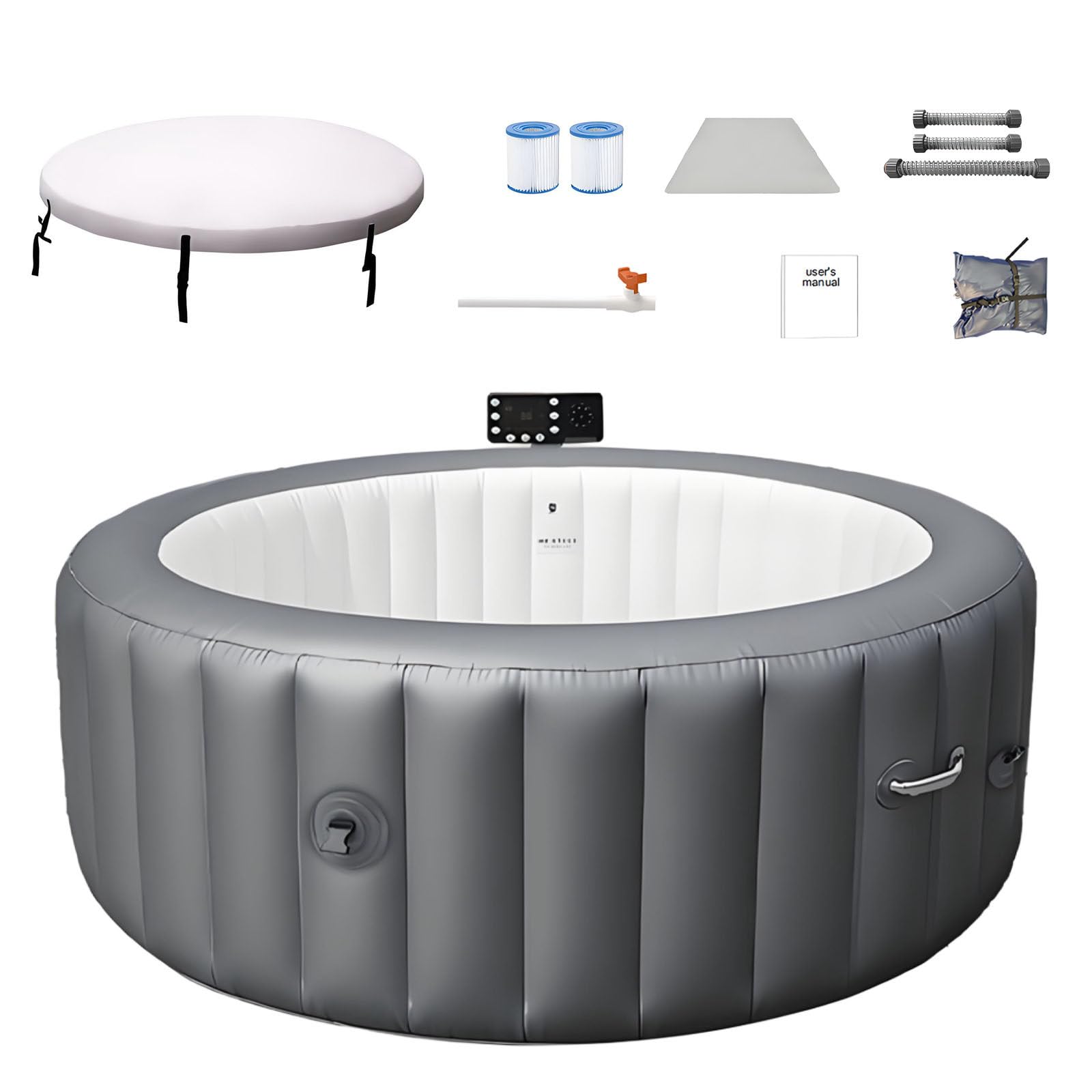 Spa Hinchable Todo en Uno para 4-6 Personas, Combinación de Bañera de Hidromasaje con Calefacción Eficiente y Jets de Burbujas, Oasis Portátil Definitivo para Jardín, Incluye Cubierta Térmica S