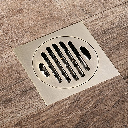 Odpływ podłogowy, mosiężna konstrukcja, 10 x 10 cm, specjalna konstrukcja do łazienki rodzinnej, trwałe rozwiązanie drenażowe z zielonym brązowym wykończeniem