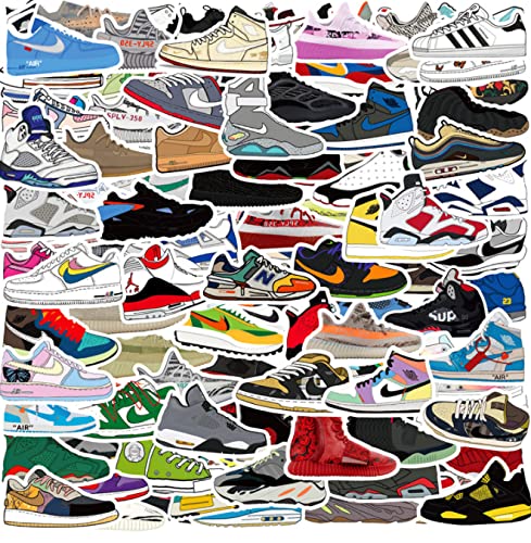 120 Pcs Skateboard Stickers,Sproerden Basketball Shoes' Series Laptop Vinyl Cool Waterproof Keyboard Scrapbook Stickers Decals Computer Hydroflask Stickers Luggage Decal Stickers Water Bottle Stickers