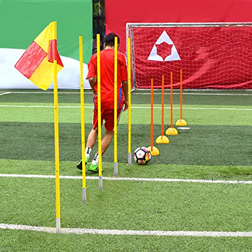 Scooer Football Field Corner Flags Portable Soccer Flags Soccer Poles,Dribbling Soccer Equipment For Training - Set Of 4 For Turf (Soccer Poles Flags) #TOP6