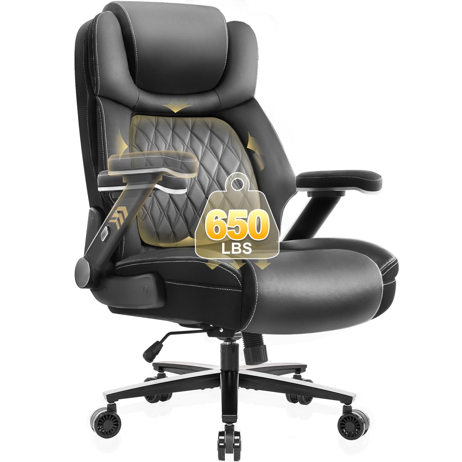 Big and Tall Office Chair 650lbs Capacity Wide Office Chair for Heavy People Ergonomic High Back Office Chair