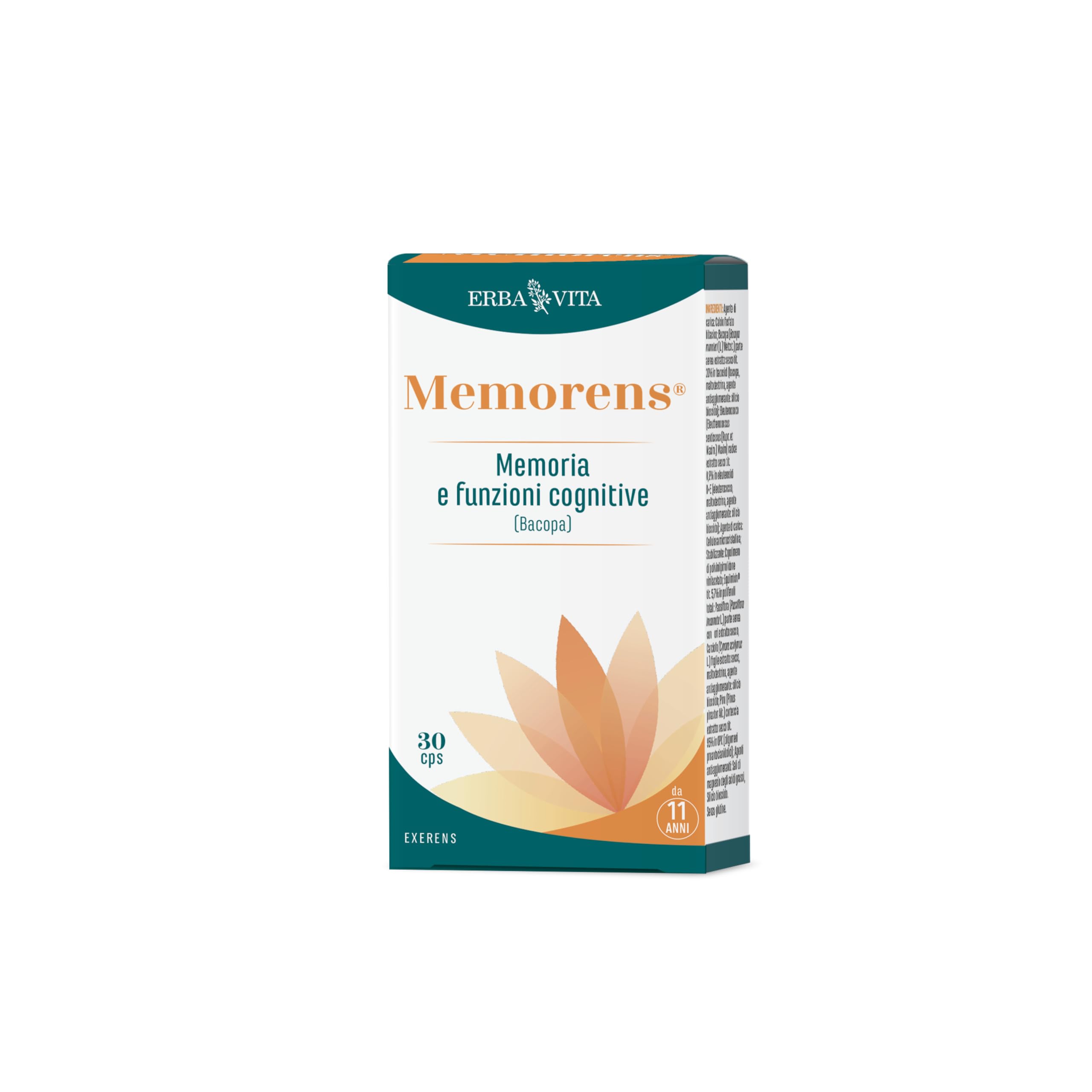 ERBA VITA Memorens® capsule integratore alimentare a base di estratti vegetali di Eleuterococco e Bacopa, 30 compresse