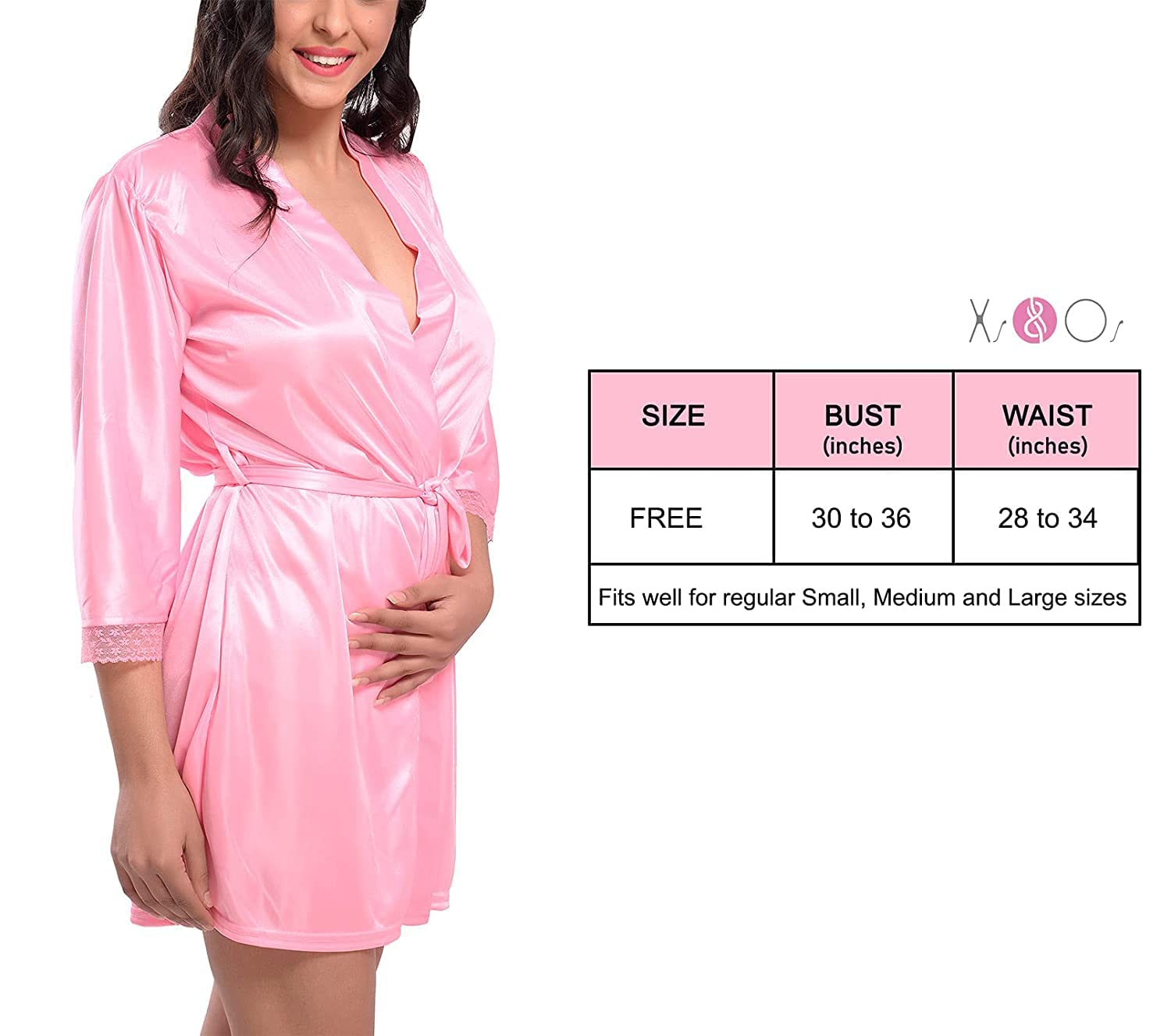 Nuisette en satin pour femme Rose Taille unique