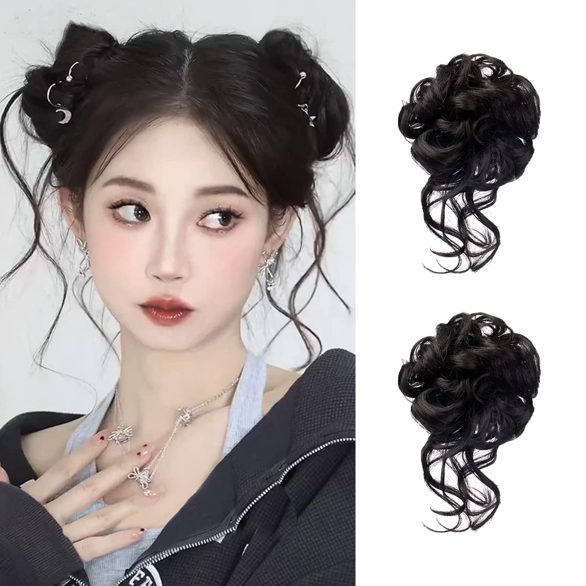 Amazon.co.jp: Lanito お団子ウィッグ お団子 おだんごヘア ふわふわ