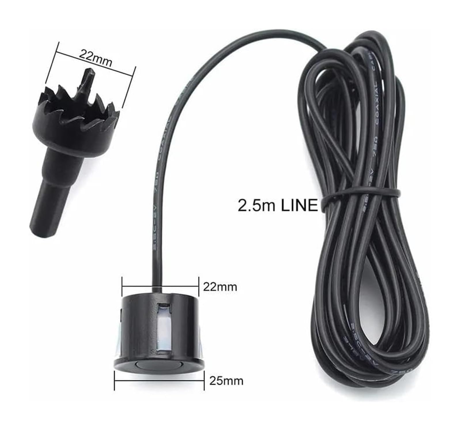 Radar Recul pour Voiture 4 Buzzers Capteur Stationnement 22 Mm Détecteur D'alerte Sonore 12 V Système De Radar De Recul(Argent)