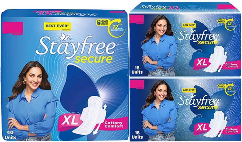 Secure XL | Combo packs 76 Pads | Cottony Soft Sanitary Pads for Women | with Leak Lock Technology | Odour Control | Absorbs Upto 100% Fluid | Up to 12 Hours of Protection |