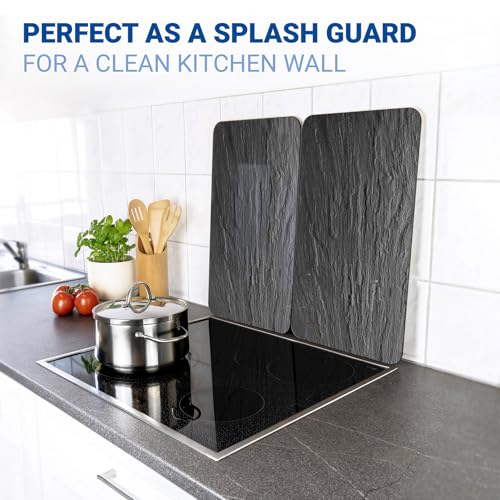 Miniatura 5 de Wenko Placas Protectoras Para Cocina Mod Pizarra, Ajustable En Altura Para Todo Tipo De Cocinas, Tabla De Cortar Y Protector Contra Salpicaduras, Vidrio, 30 X 52 Cm, Juego De 2