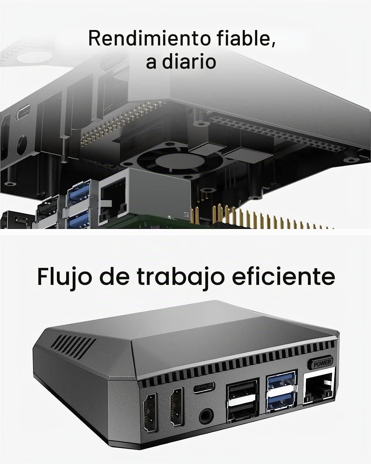 GeeekPi - Carcasa para Argon One Raspberry Pi 4, de aluminio, con ventilador, disipador de calor, botón de encendido, compatible con juegos retro, películas y música