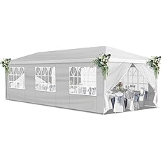 FDW Party Tent 10x30 Outdoor Gazebo Canopy with 8 Removable Sidewalls, Waterproof Wedding, Patio, – UV Protection for Events & Gatherings