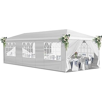 FDW Party Tent 10x30 Outdoor Gazebo Canopy with 8 Removable Sidewalls, Waterproof Wedding, Patio, – UV Protection for Events & Gatherings