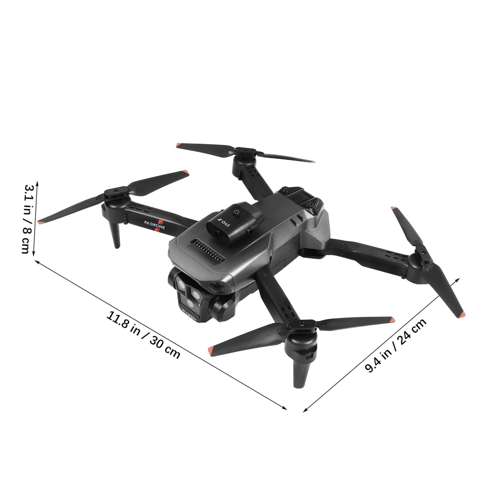 Drone Pieghevole Max con Tre Camere HD e Batteria 1800mah | Lente Elettrica Regolabile 150°, Funzione Anti-ostacoli, Scocca Abs Nera, Doppie Batterie Incluse