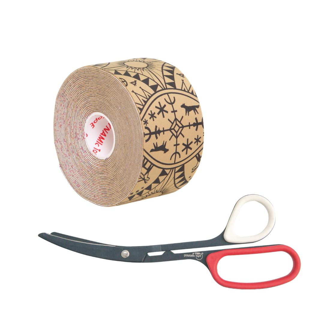 Dynamic Tape Powerband 2 Beige Scissors High Resistance Biomechanical Sports Tape Precision Cutter Latex-Free 4-Way Stretch Ideal for