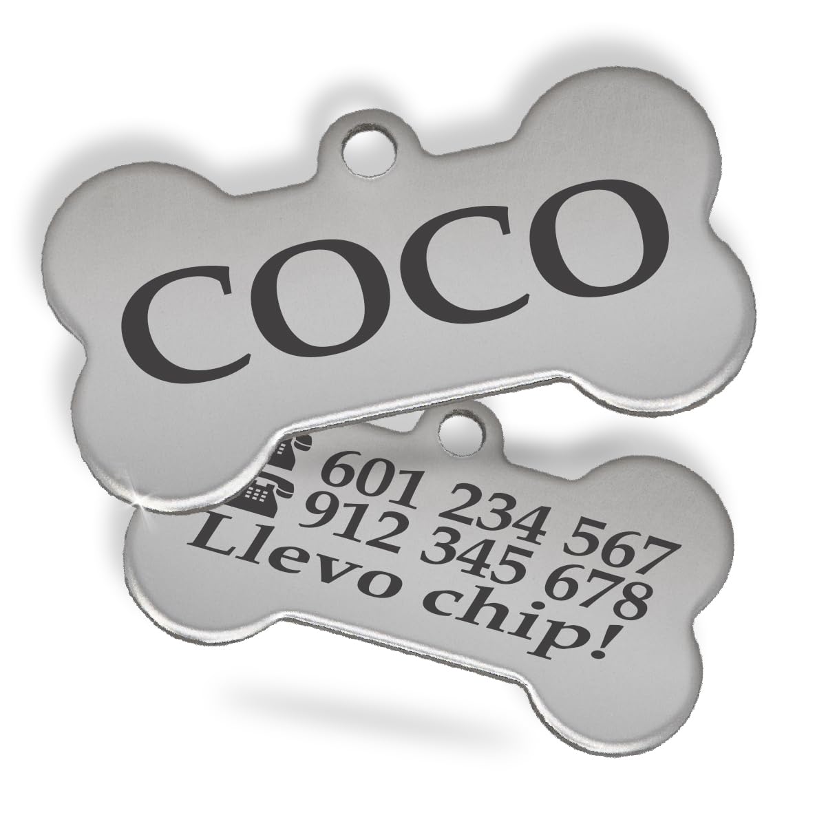Ibera gifts - Chapa Identificación Personalizada para Perros y Gatos Medianos a Grandes en Forma de Hueso Placa Identificativa Mascota Grabada Nombre Collar Colgante Medalla