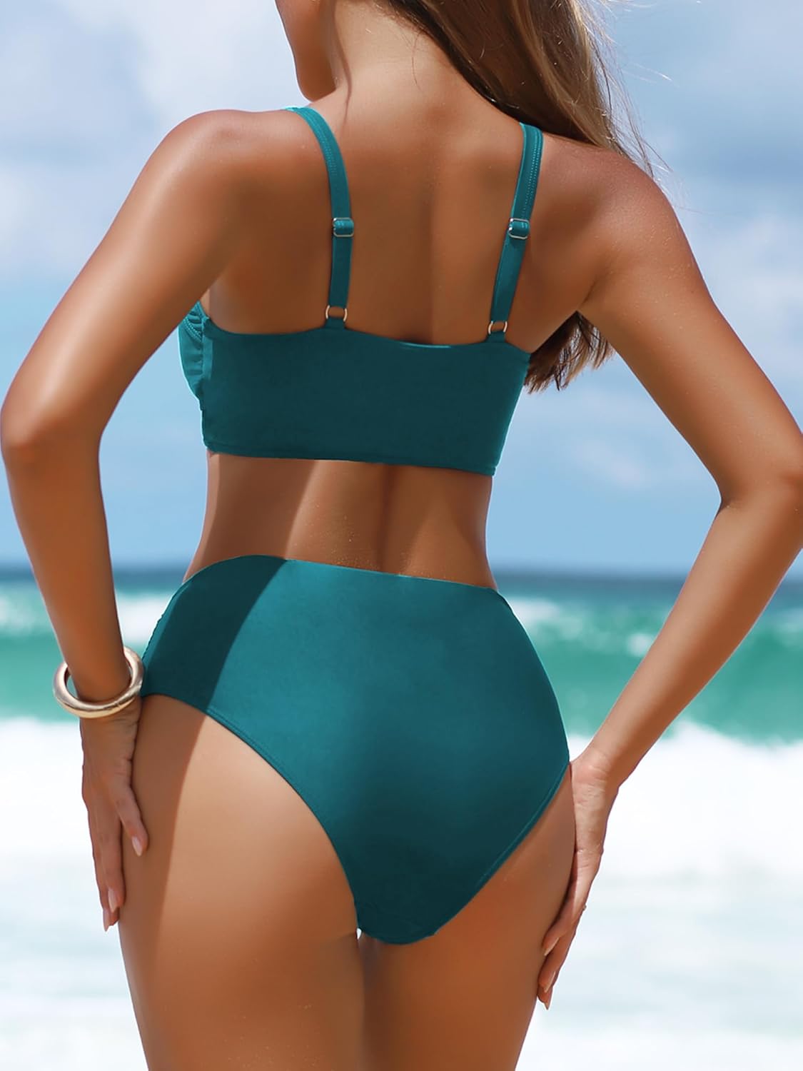 ZAFUL Womens High Waisted Bikini Sets Two Piece Tummy Control Swimsuits Push Up Full Coverage V-Wire Bathing Suits 2026 - Image 6