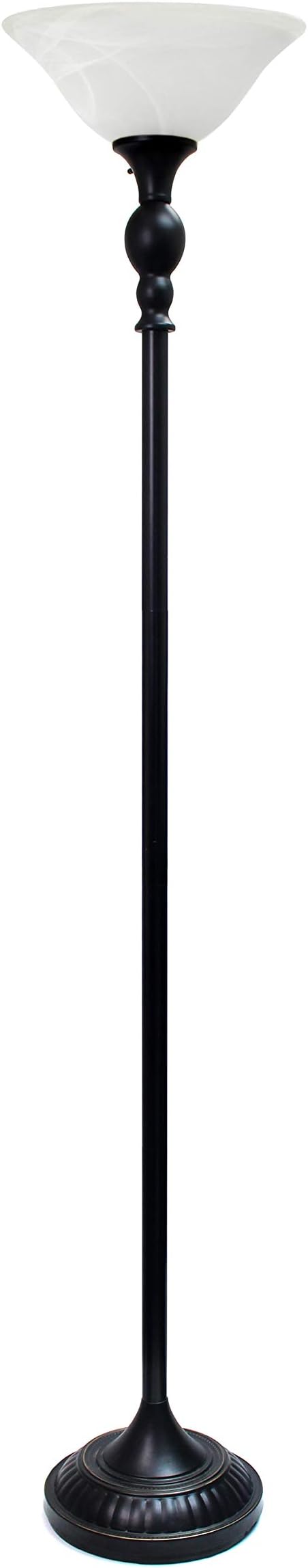 Elegant Designs Elegant Designs Torchiere Witte Marmeren Glazen Vloerlamp