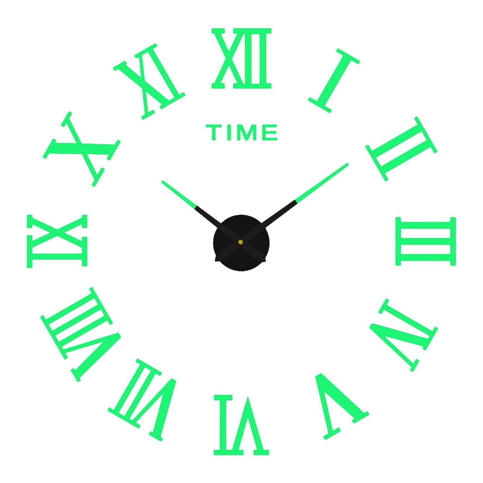 Yixannx Dark Acrylic Wall Clock Decoration Luminous Frameless Wall Clock Collaborative Spaces And Focused Work Luminousthe Numbers And Hands Are Luminous In Frameless Stickers Office
