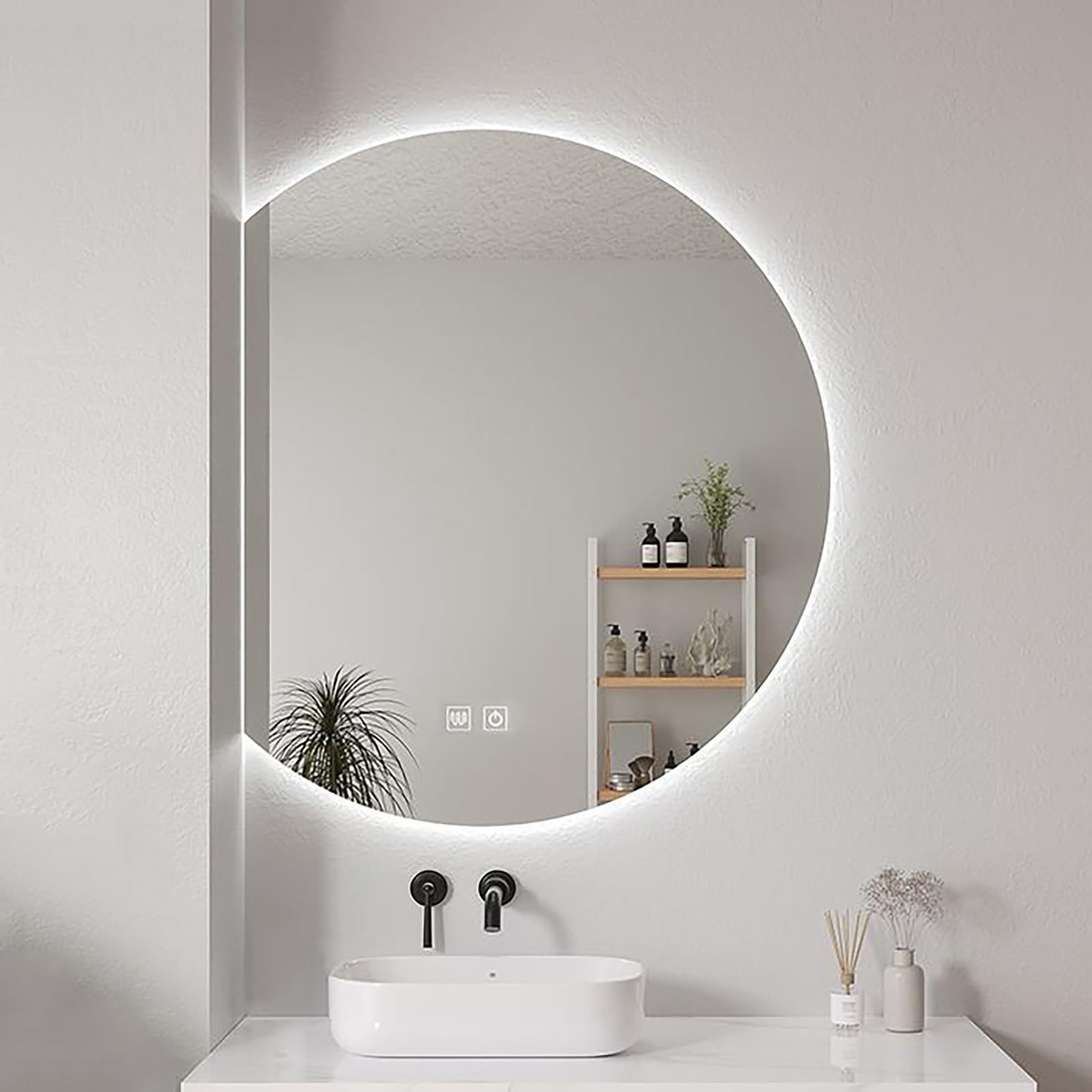 SXFSDOU Large 35×32inch LED Bathroom Mirror with Anti fog HD Lighting and Smart Backlit Design