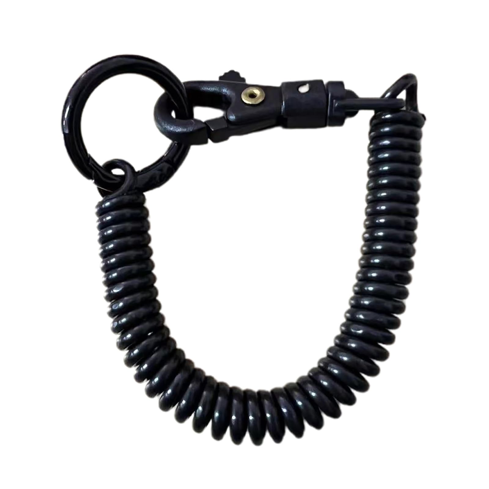 Haiki Black Stretchy Spirals Keyring, Retractable Keychain Coil Spring Keychain Alloy Key Holder Colors Key Chain For Backpack