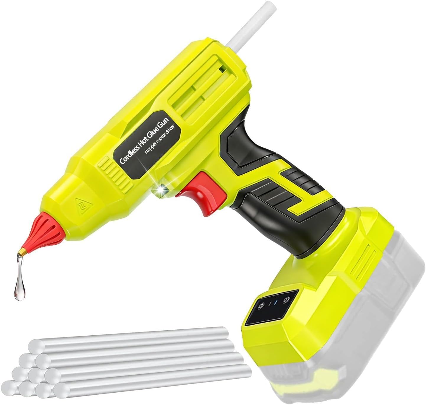 Cordless Hot Glue Gun for Ryobi 18V ONE+ Battery, 100W High Temperature Glue Gun with 10 Glue Sticks, Ceramic Heating for DIY and Crafts (No Battery)