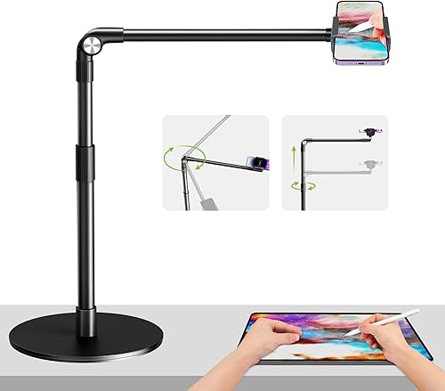 elitehood Soporte de teléfono superior de aluminio resistente, soporte de iPhone de brazo largo de 15 pulgadas para grabación de video, soporte de