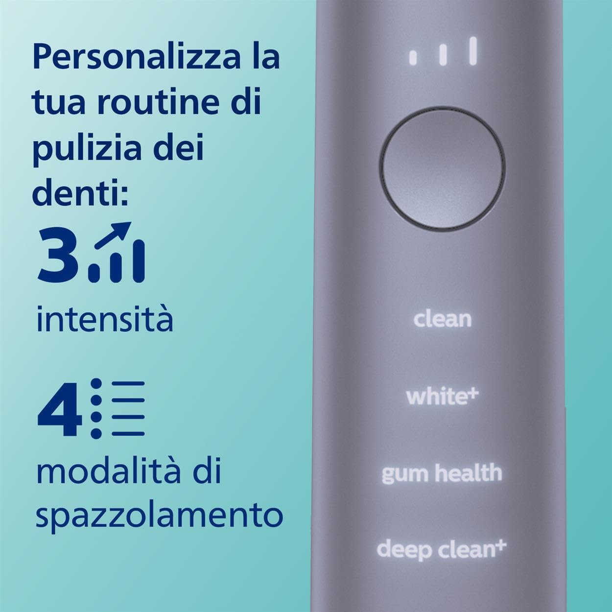 Philips Sonicare DiamondClean Smart 9400 spazzolino elettrico, spazzolino sonico con app, sensore di pressione, rilevamento della testina, grigio, modello HX9917/90