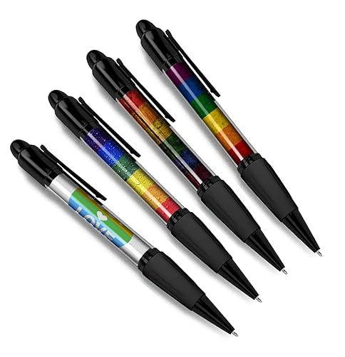 Set di 4 penne a sfera Pride Rainbow Black - Love LGBTQ Gay Lesbiche Tema Regalo