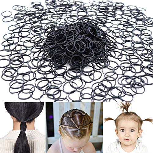 Rubber Bands for Hair,Small Rubber Bands,Black Hair Rubber Bands for Kids,Girls,Soft Hair Braiding,Wedding Hairstyle,Small Dreadlocks and More (Black,1000 Pcs)