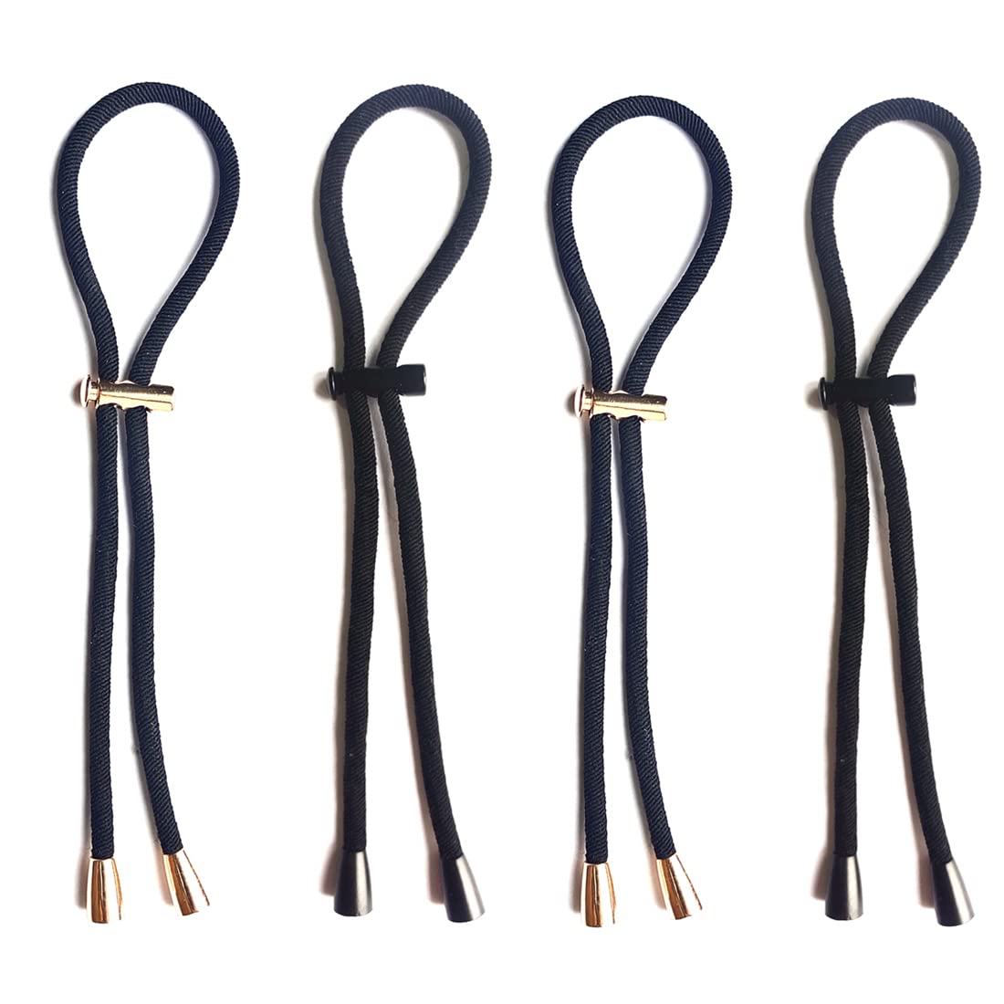 AICILY Afro Puff Drawstring Ponytail Ties Adjustable Length Hairband for Short Kinky Curly Hair Bun Long Cushioned Headband Ties for Women with Thick, Braided, Kinky, Curly, Natural Hair Extra Stretchy, No-Slip Design (C-Black＆Gold)