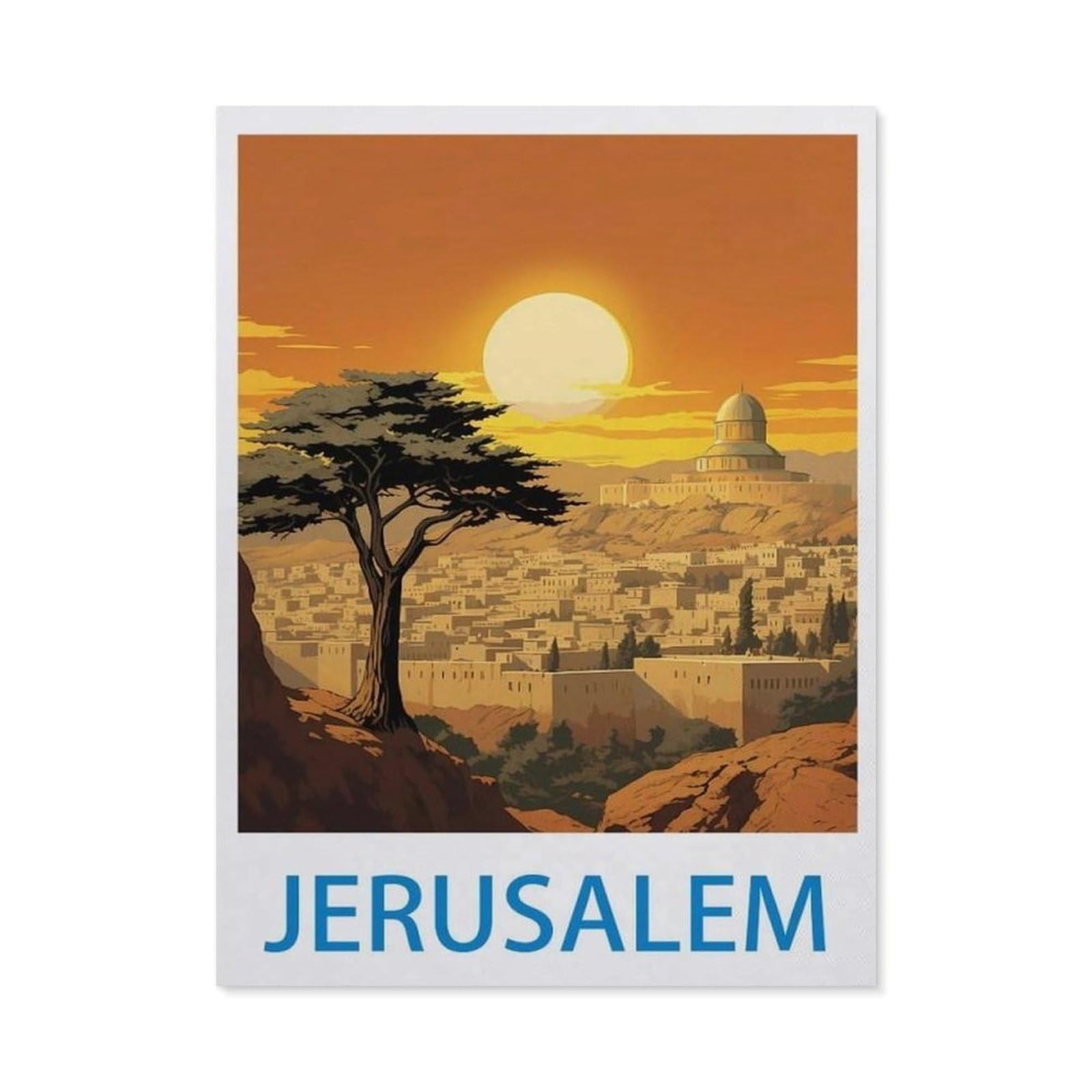 Vintage Metal Tin Sign，Jerusalem，Funny Bathroom Decor, Restroom Decoration, Funny Bathroom Wall Art Tin plaque(15x30cm）6x12 inch-EE7