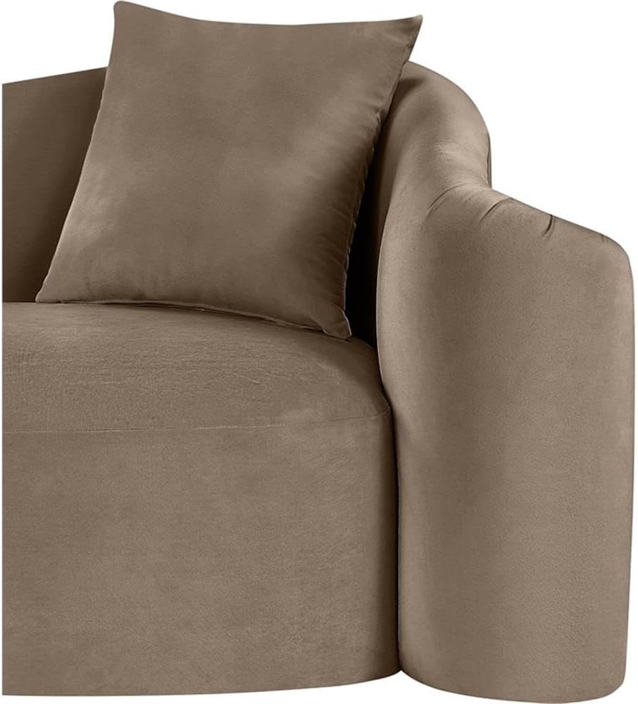 BOWERY HILL Contemporary Velvet Sofa, 91" W x 34.5" D x 31" H, Ultra Luxe Taupe Velvet, Plush Oversized Cushions, Rich Curves Design, Durable Velvet Upholstery, Elegant Seating for Living Room