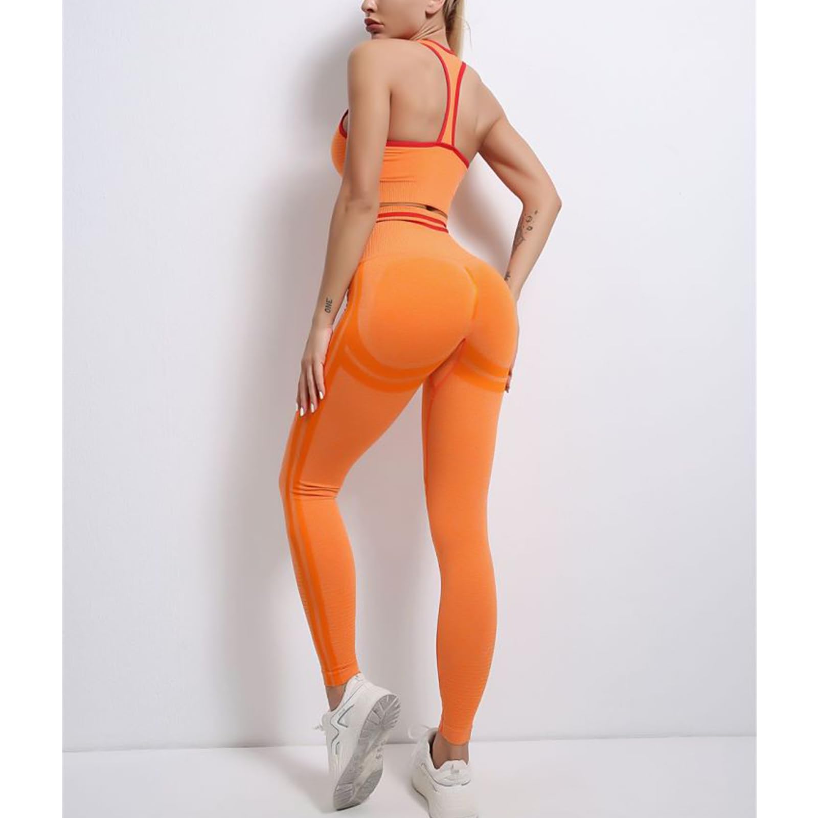 Damen Sportanzüge 2 Stücke Nahtlose Outfit Traingsanzug Jogginganzug Sport Bra und Leggings Bekleidungssets Yoga Outfit Freizeitanzug Sportswear