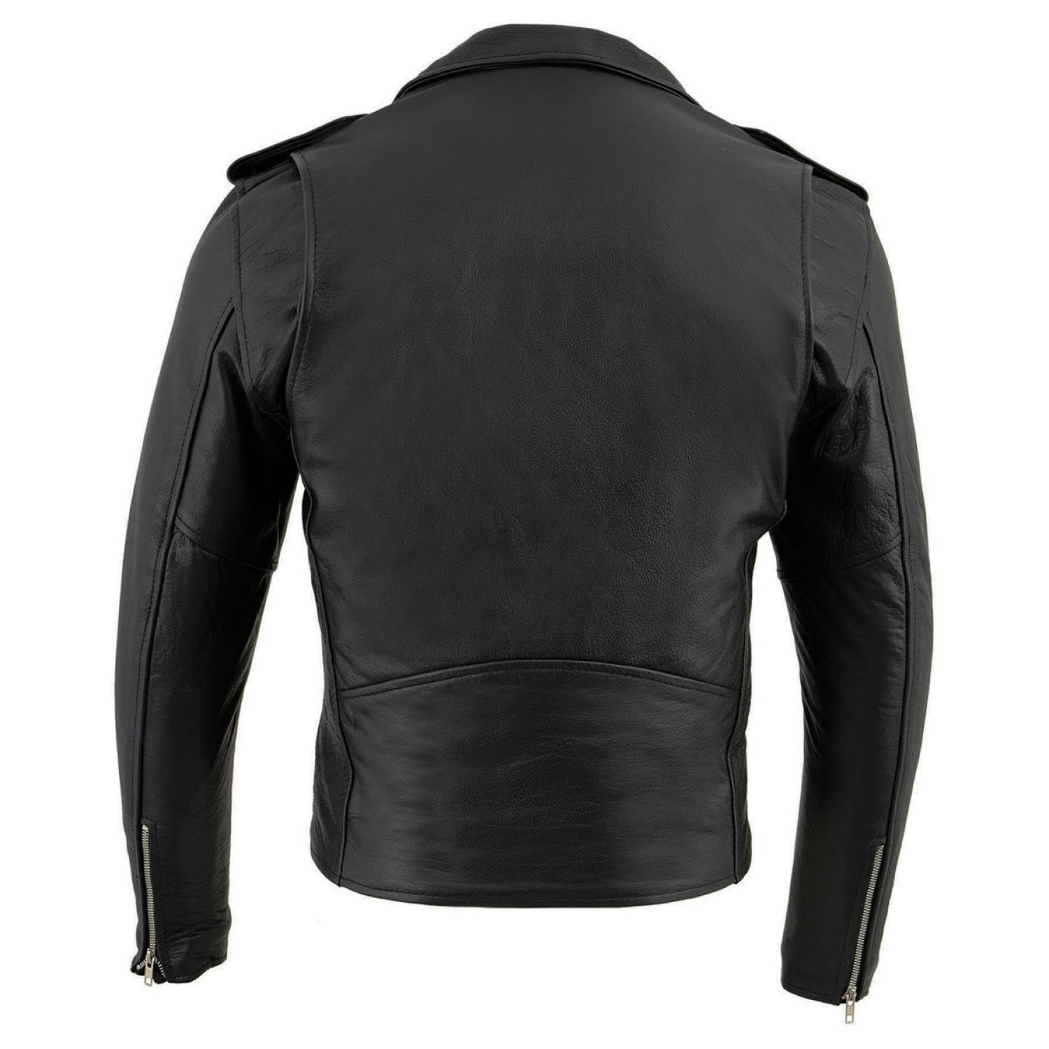Milwaukee Leather Mens Black Leather Classic Plain Side Police Style M C Jacket - LKM1781 — view 5