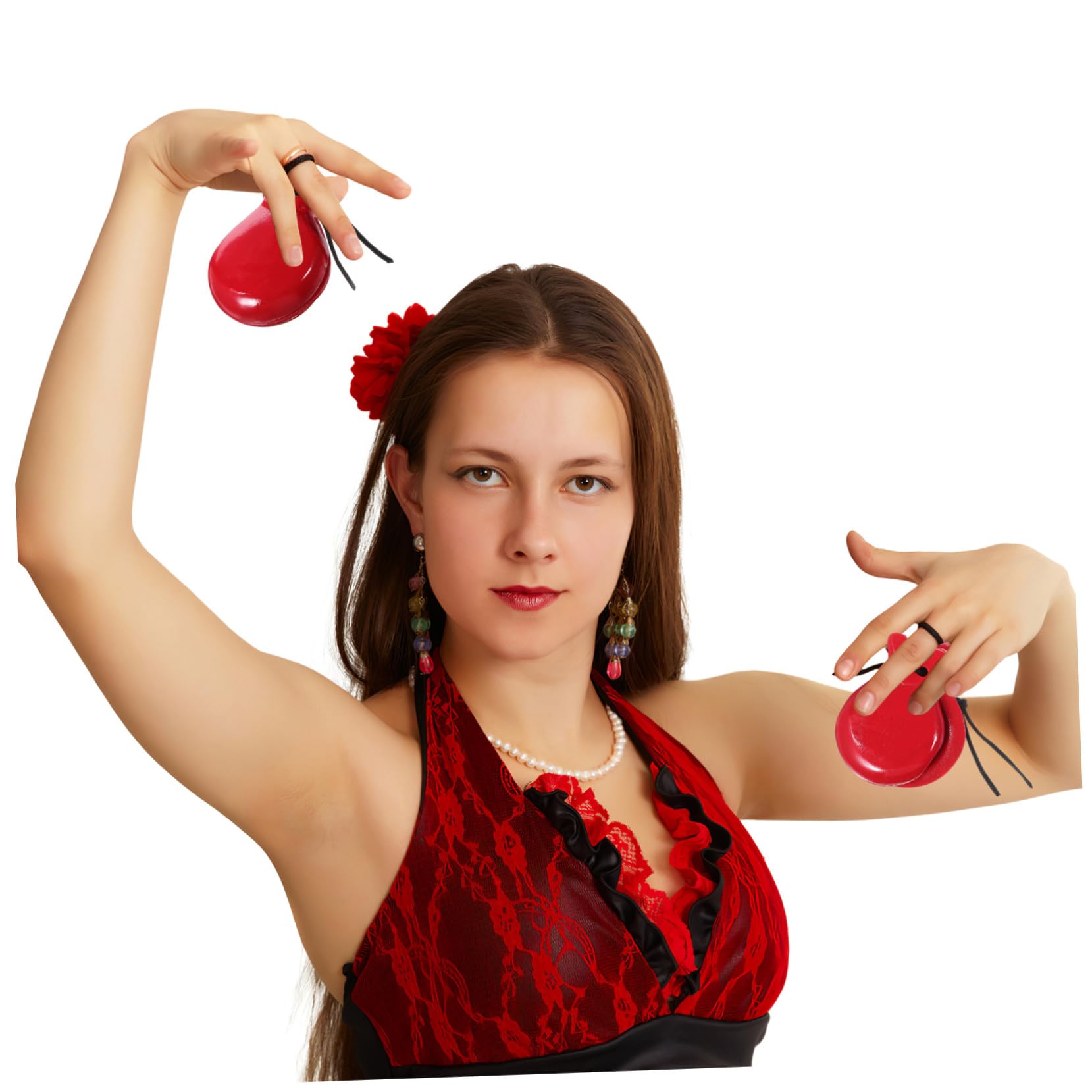 Nacchere Da Dito in Legno Per Bambini, Strumento Musicale Percussione Portatile Suono Nitido, Set 2 Paia Nero e Rosso Per Educazione Musicale e Gioco Educativo